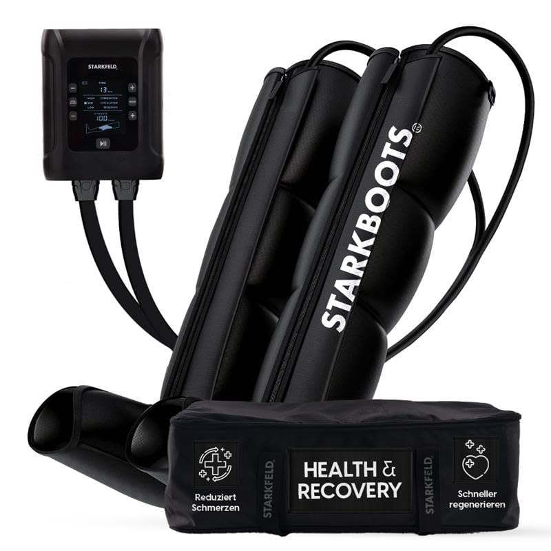 STARKBOOTS® Recovery Boots – Beinmassage- & Lymphdrainagegerät (40–200 mmHg) für Venenrückfluss, Entwässerung & maximale Erholung (Größe L)