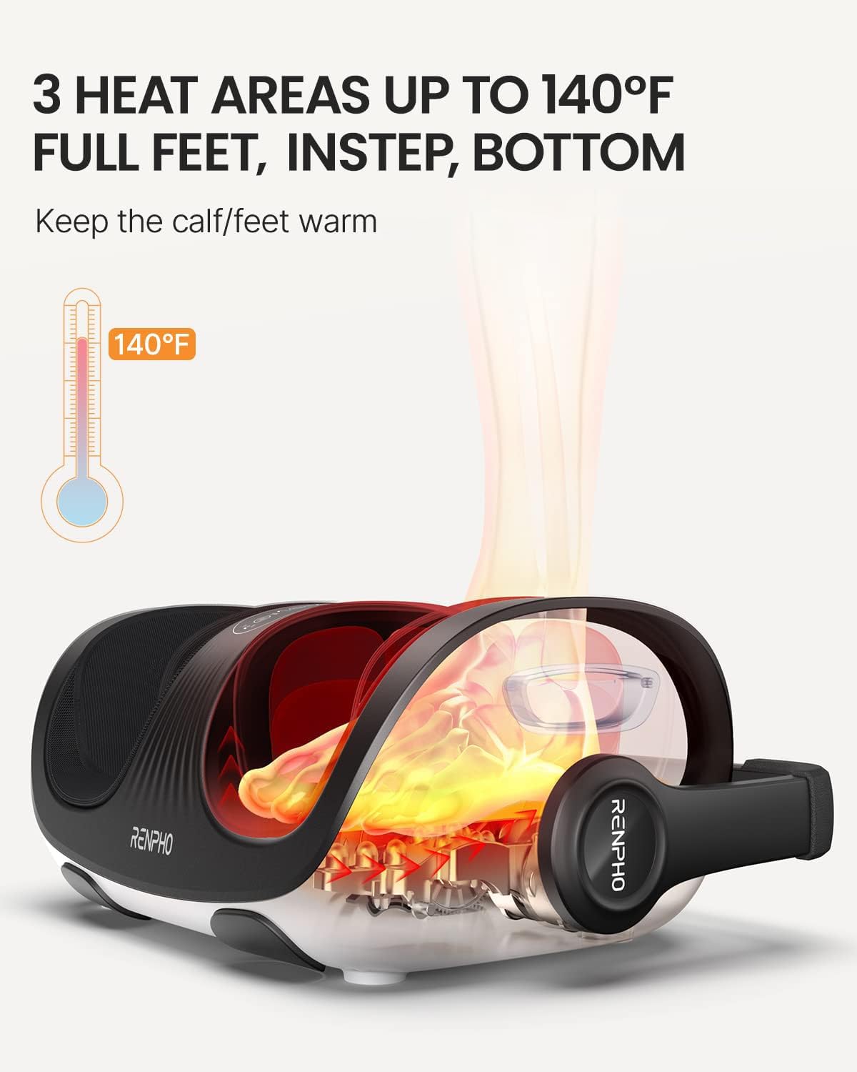 RENPHO Shiatsu Fuß-, Bein- & Wadenmassagegerät mit Fernbedienung, 270° Griff, Heizung & 3D-Knetmassage – ideales Vatertagsgeschenk