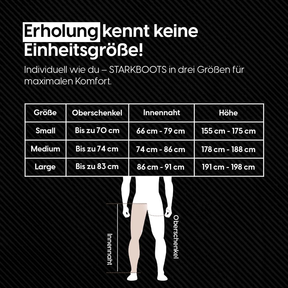 STARKBOOTS® Recovery Boots – Beinmassage- & Lymphdrainagegerät (40–200 mmHg) für Venenrückfluss, Entwässerung & maximale Erholung (Größe L)