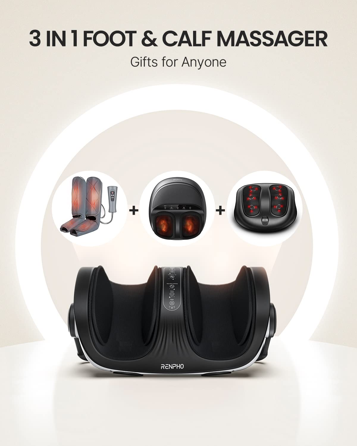 RENPHO Shiatsu Fuß-, Bein- & Wadenmassagegerät mit Fernbedienung, 270° Griff, Heizung & 3D-Knetmassage – ideales Vatertagsgeschenk