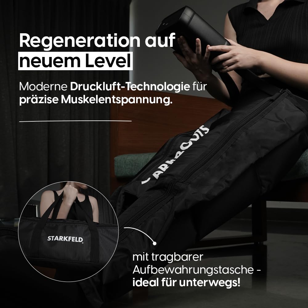 STARKBOOTS® Recovery Boots – Beinmassage- & Lymphdrainagegerät (40–200 mmHg) für Venenrückfluss, Entwässerung & maximale Erholung (Größe L)