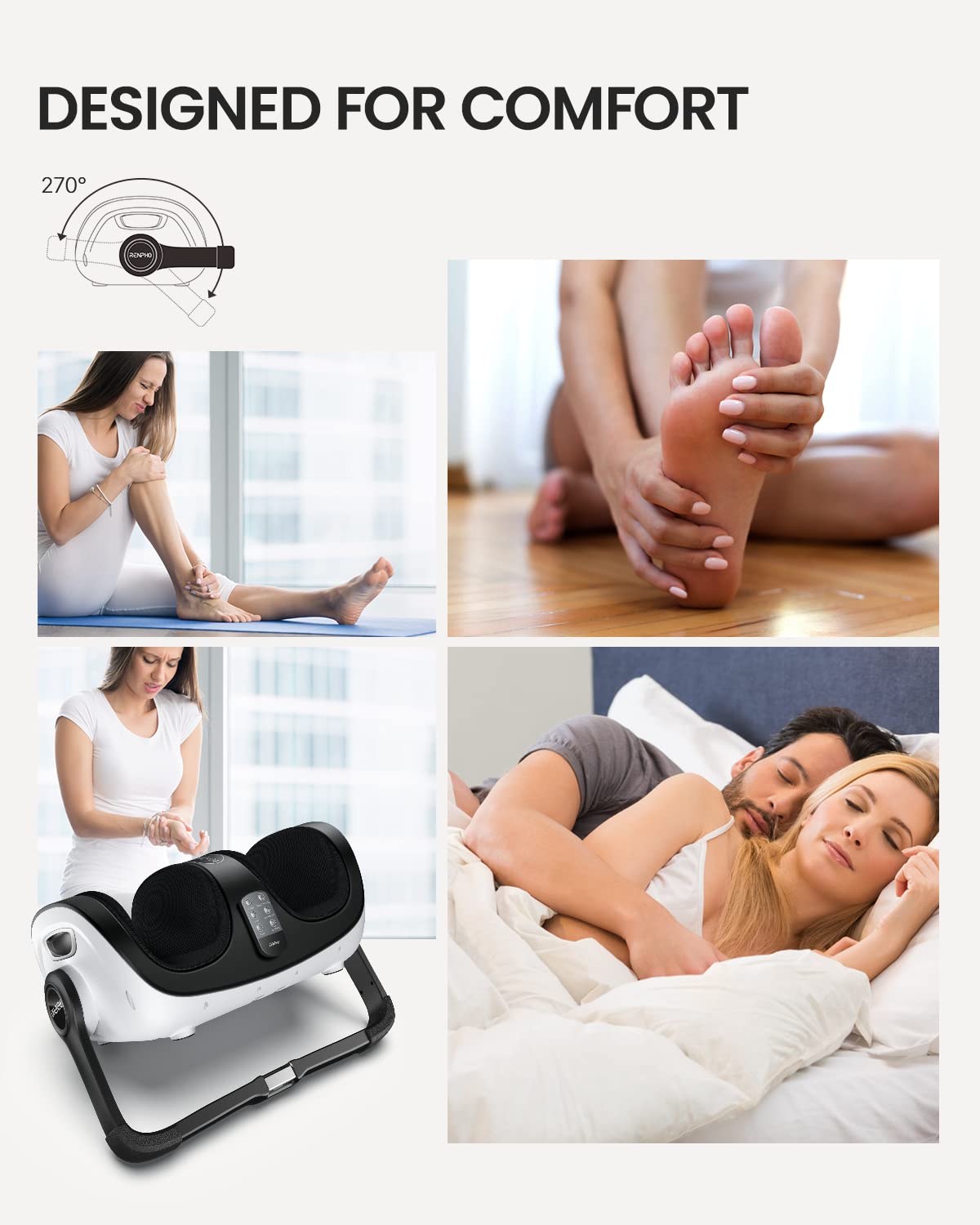 RENPHO Shiatsu Fuß-, Bein- & Wadenmassagegerät mit Fernbedienung, 270° Griff, Heizung & 3D-Knetmassage – ideales Vatertagsgeschenk