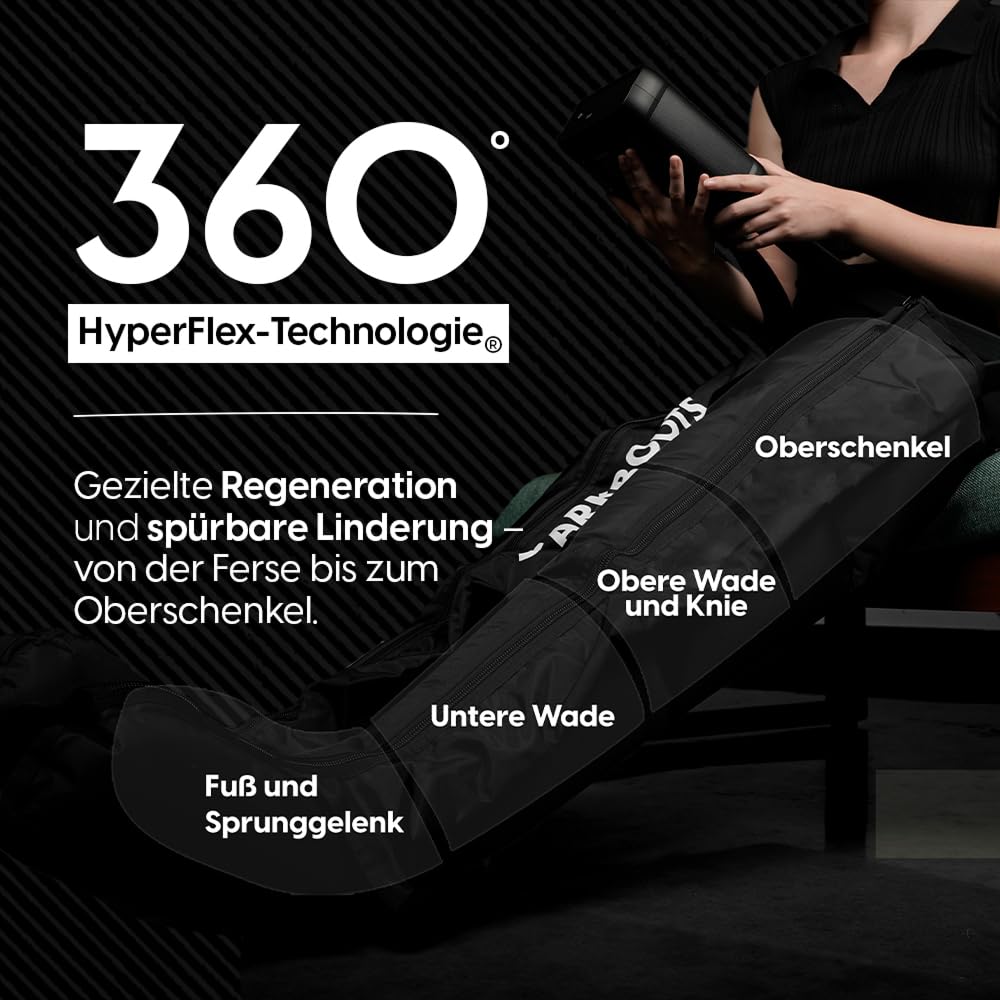 STARKBOOTS® Recovery Boots – Beinmassage- & Lymphdrainagegerät (40–200 mmHg) für Venenrückfluss, Entwässerung & maximale Erholung (Größe L)
