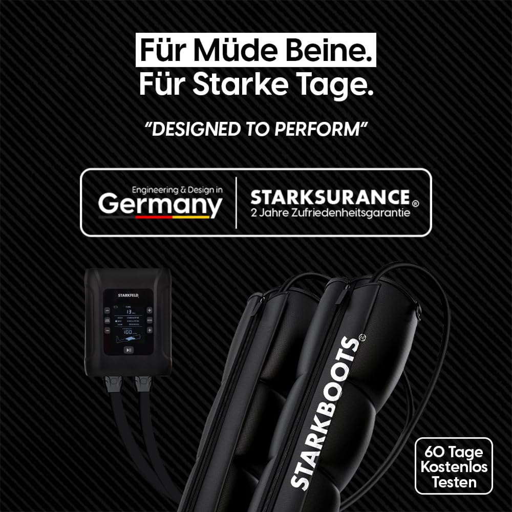 STARKBOOTS® Recovery Boots – Beinmassage- & Lymphdrainagegerät (40–200 mmHg) für Venenrückfluss, Entwässerung & maximale Erholung (Größe L)