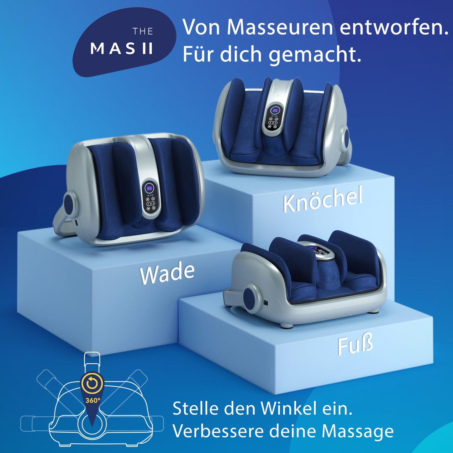 Miko Shiatsu Fußmassagegerät – Tiefengewebsmassage & Wärme zur Förderung der Durchblutung, ideal bei Plantarfasziitis, bis Schuhgröße 49,5