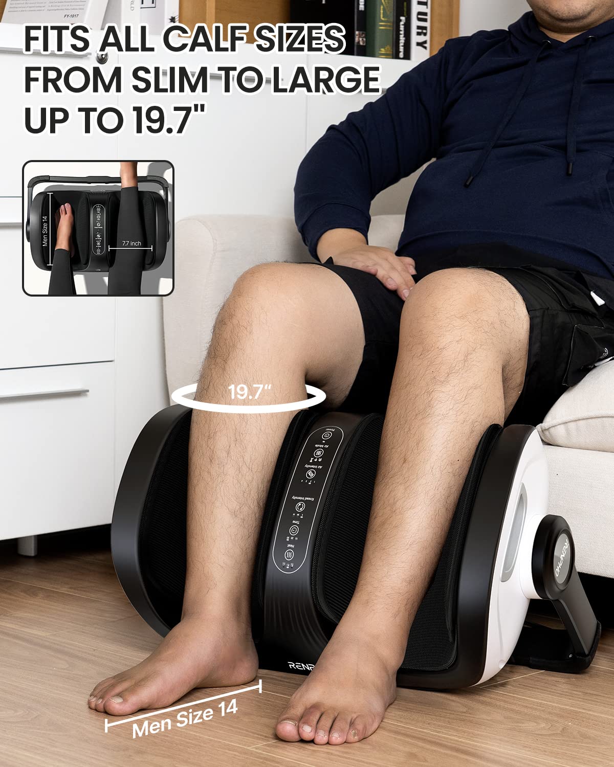 RENPHO Shiatsu Fuß-, Bein- & Wadenmassagegerät mit Fernbedienung, 270° Griff, Heizung & 3D-Knetmassage – ideales Vatertagsgeschenk