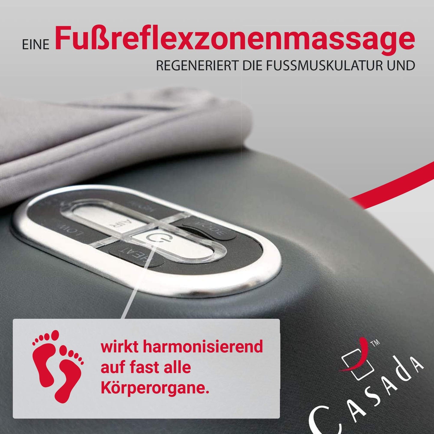 Casada FootInn II Fußmassagegerät – Fußreflexzonenmassage mit Knet- & Luftdruckmassage, Wärmefunktion & selbstheizender Rundum-Komfort