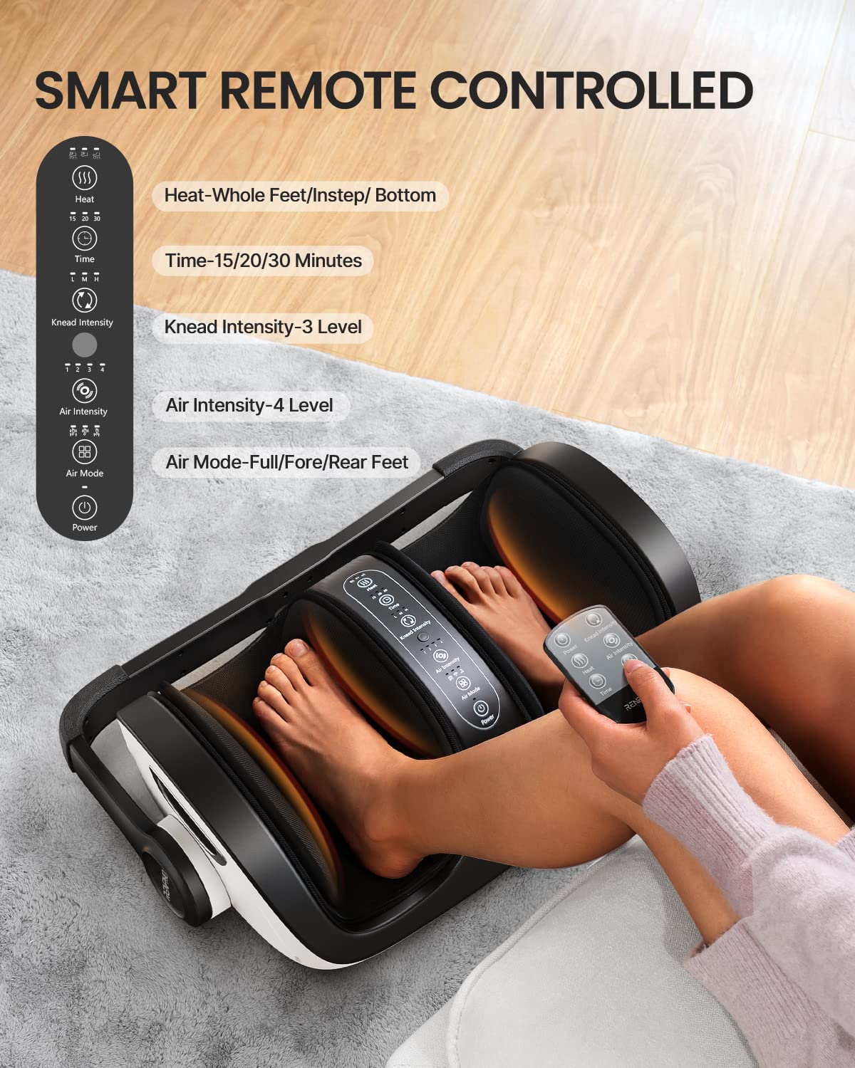 RENPHO Shiatsu Fuß-, Bein- & Wadenmassagegerät mit Fernbedienung, 270° Griff, Heizung & 3D-Knetmassage – ideales Vatertagsgeschenk