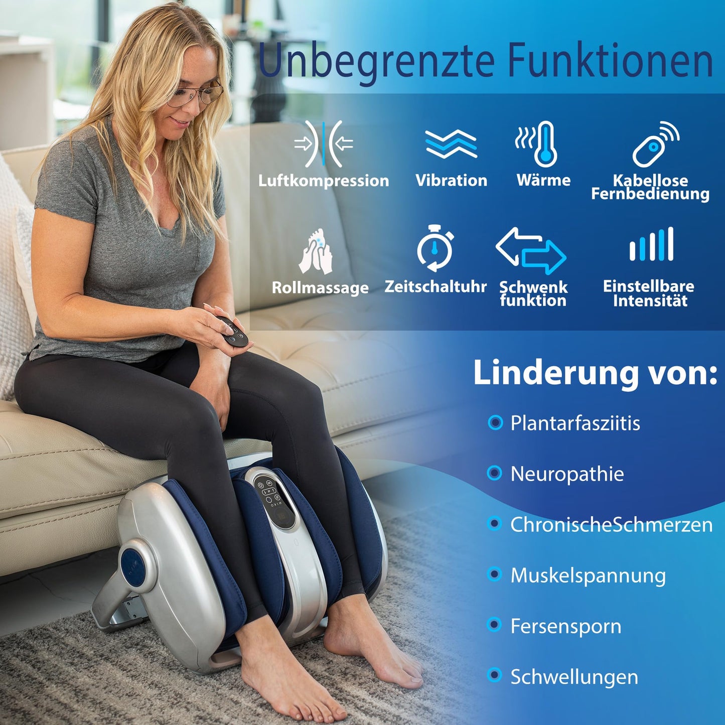 Miko Shiatsu Fußmassagegerät – Tiefengewebsmassage & Wärme zur Förderung der Durchblutung, ideal bei Plantarfasziitis, bis Schuhgröße 49,5