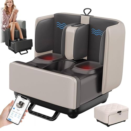 2-in-1 Shiatsu-Fußmassagegerät & Fußstütze – tiefenwirksame Knetmassage zur Schmerzlinderung in Beinen, Weiß, 42,9 x 48,2 x 45,9 cm