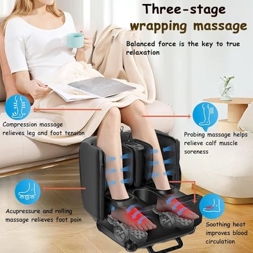 Shiatsu-Fußmassagegerät & Fußstütze – beheizte Fuß- & Wadenmassage mit Knetmassage für tiefes Gewebe & Schmerzlinderung, Weiß