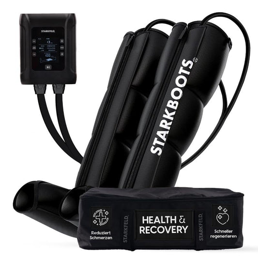 STARKBOOTS® Recovery Boots – Beinmassage- & Lymphdrainagegerät (40–200 mmHg) für Venenrückfluss, Entwässerung & maximale Erholung (Größe L)