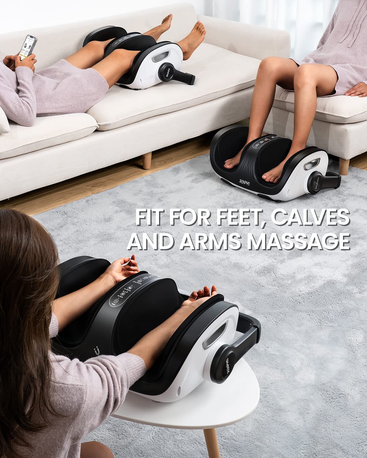 RENPHO Shiatsu Fuß-, Bein- & Wadenmassagegerät mit Fernbedienung, 270° Griff, Heizung & 3D-Knetmassage – ideales Vatertagsgeschenk