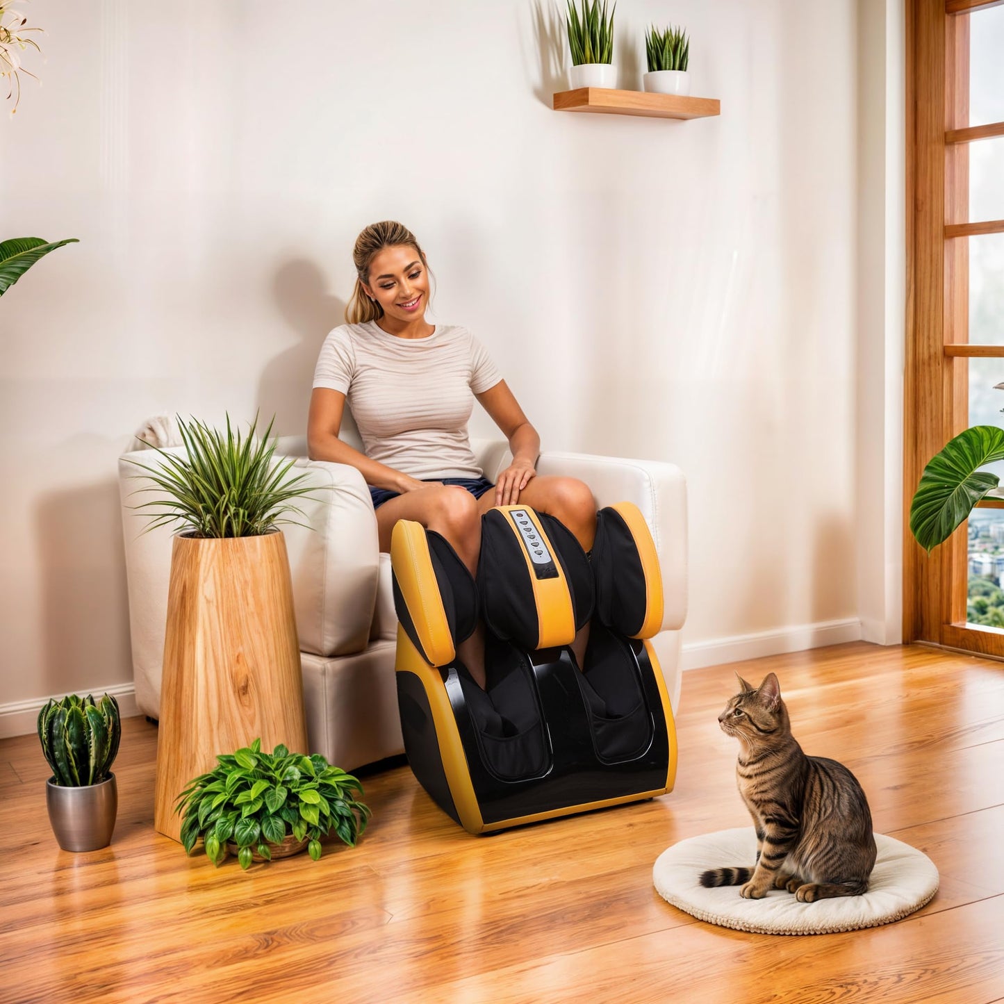 GLOBAL RELAX® VITALZEN PLUS – elektrisches Massagegerät für Füße, Beine & Knie mit Wärme, Kompression & 3 Intensitäten zur Schmerzlinderung