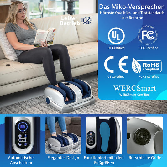 Miko Shiatsu Fußmassagegerät – Tiefengewebsmassage & Wärme zur Förderung der Durchblutung, ideal bei Plantarfasziitis, bis Schuhgröße 49,5
